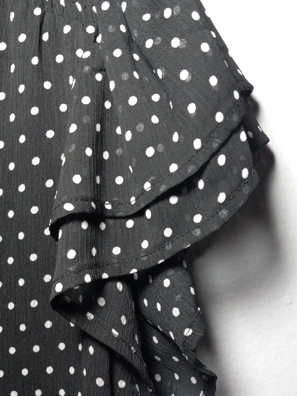 CeCe Black and White Polka Dot Tie-Neck Blouse - Picture 4 of 7